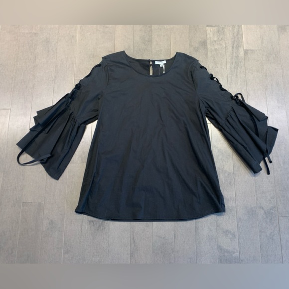 Pleione Tiered Bell Sleeve Lace-Up Top – NWT - Picture 9 of 11